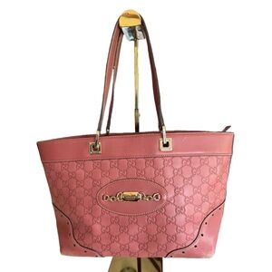 Gucci Guccissima large logo plaque Punch leather Tote Authentic with COA